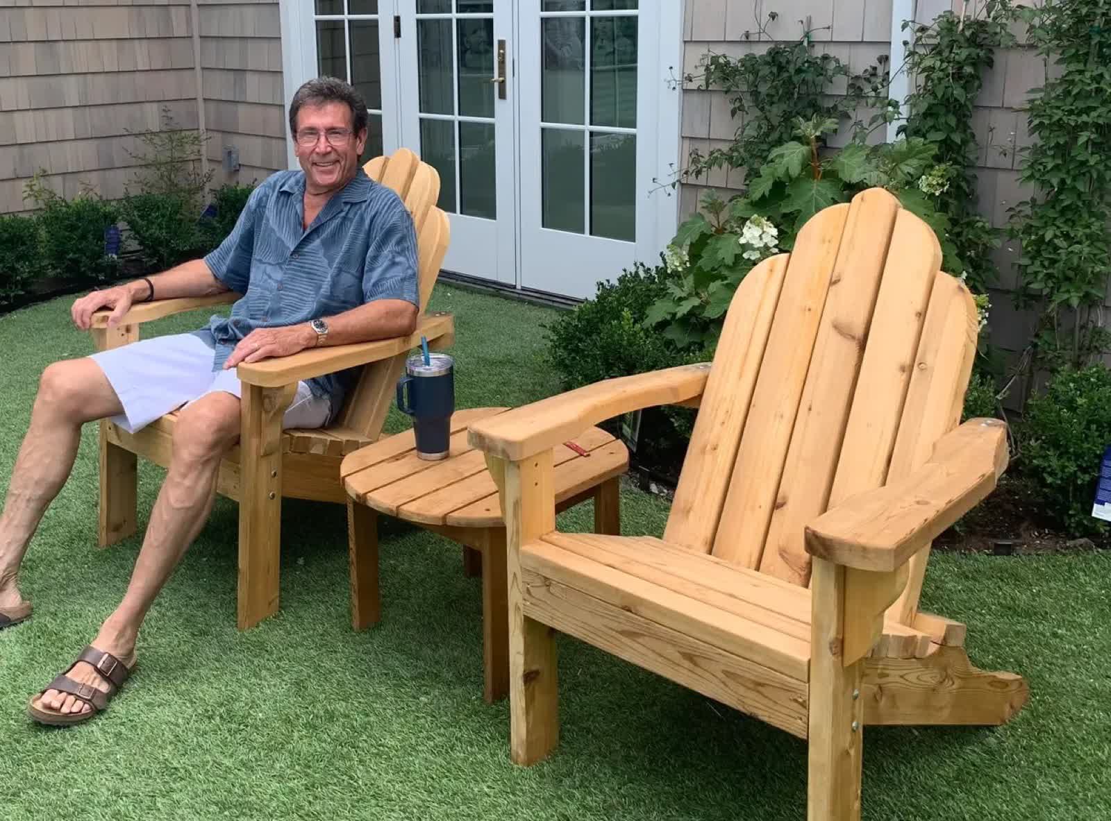 Cedar Adirondack chairs Emma designed and built